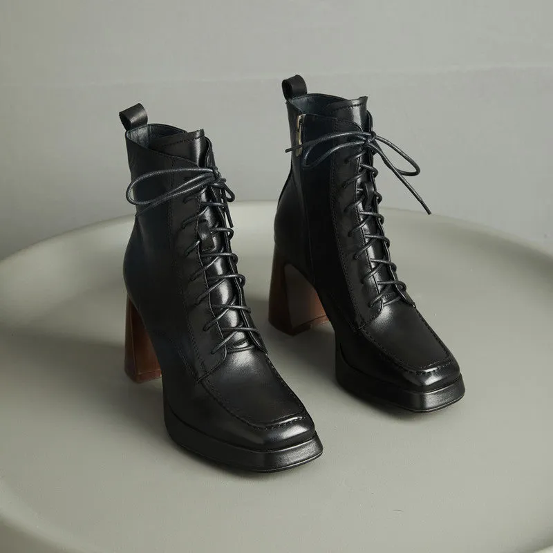 Havyn Black Square Toe Boots Womens
