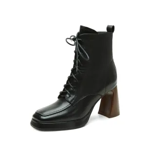 Havyn Black Square Toe Boots Womens