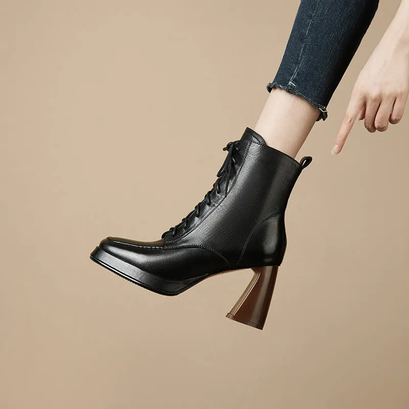 Havyn Black Square Toe Boots Womens