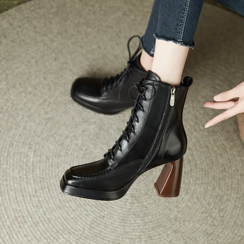 Havyn Black Square Toe Boots Womens