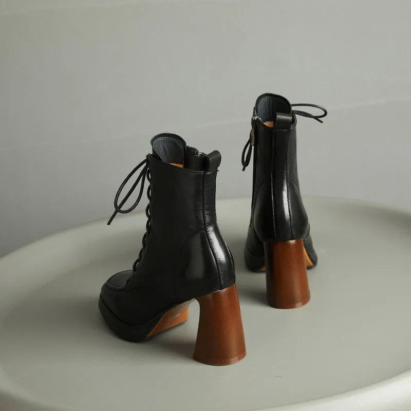 Havyn Black Square Toe Boots Womens