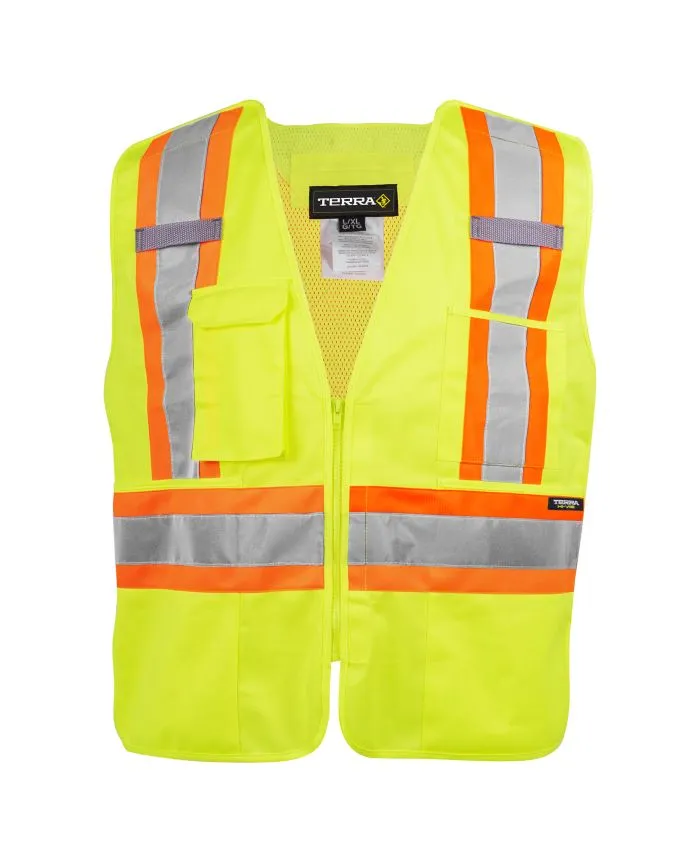Hi-Vis 5 Point Tear Away Vest With Zipper by TERRA Workwear - Style 116585