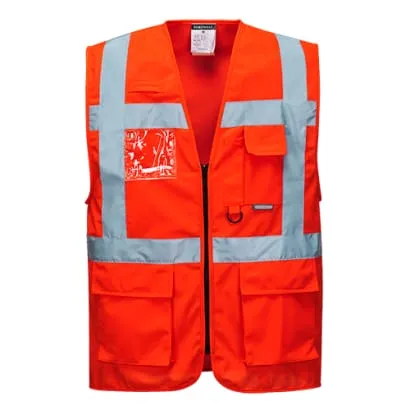 Hi Vis Berlin Zipped Executive Vest RIS 3279 Portwest Up to 7XL- S476
