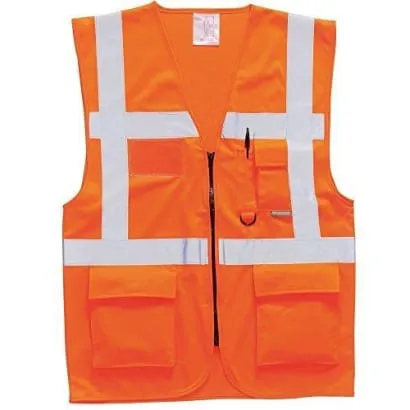 Hi Vis Berlin Zipped Executive Vest RIS 3279 Portwest Up to 7XL- S476