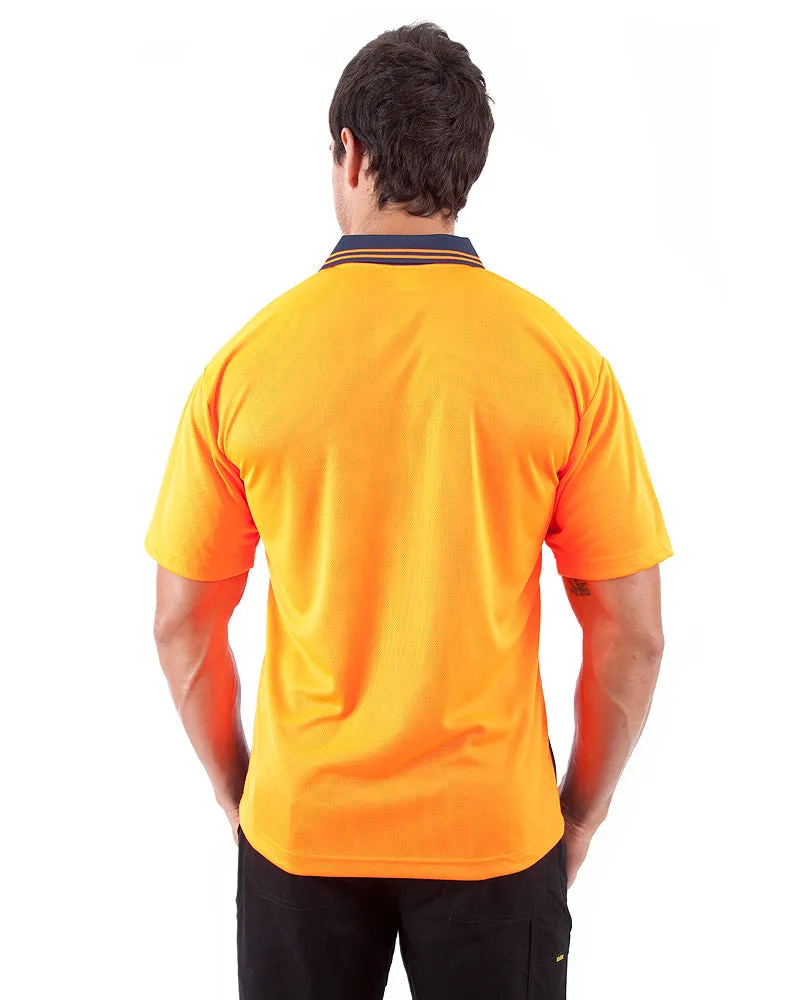Hi Vis Cool Breathe Polo Shirt SS - Orange/Navy
