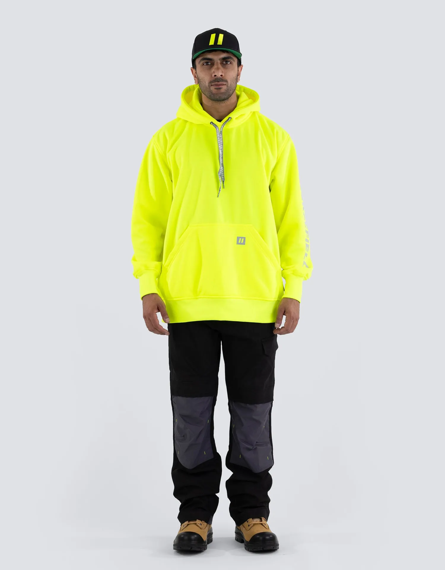 Hi Vis Lime Pullover Forcefield Logo Sleeve Graphic Hoodie