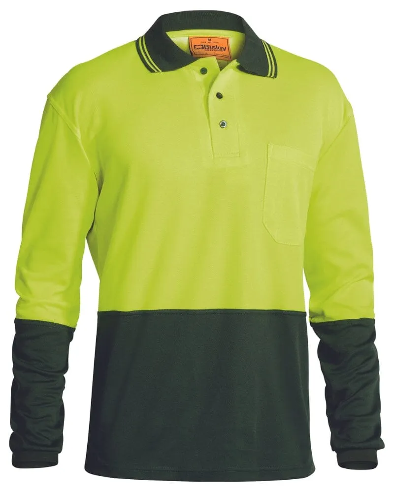 Hi Vis Long Sleeve Polo Shirt - Yellow/Bottle