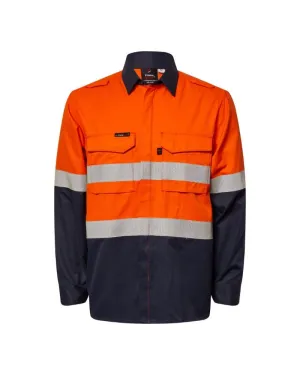 Hi Vis Reflective Shirt With Gusset Sleeves - Orange/Navy