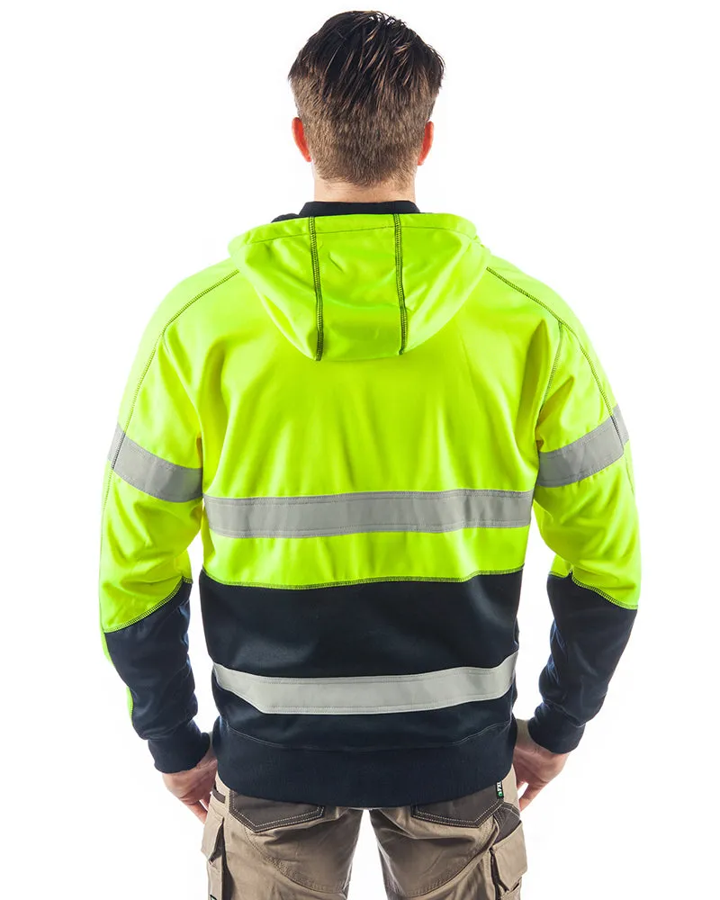 Hi Vis Taped Fleece Hoodie - Yellow/Navy