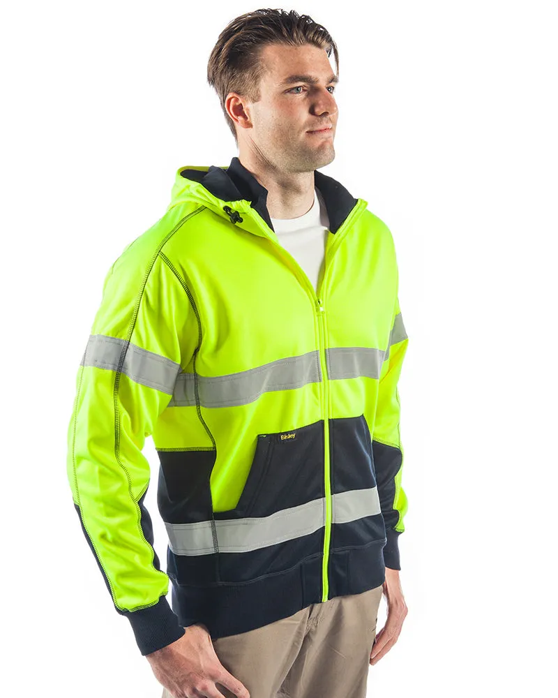 Hi Vis Taped Fleece Hoodie - Yellow/Navy