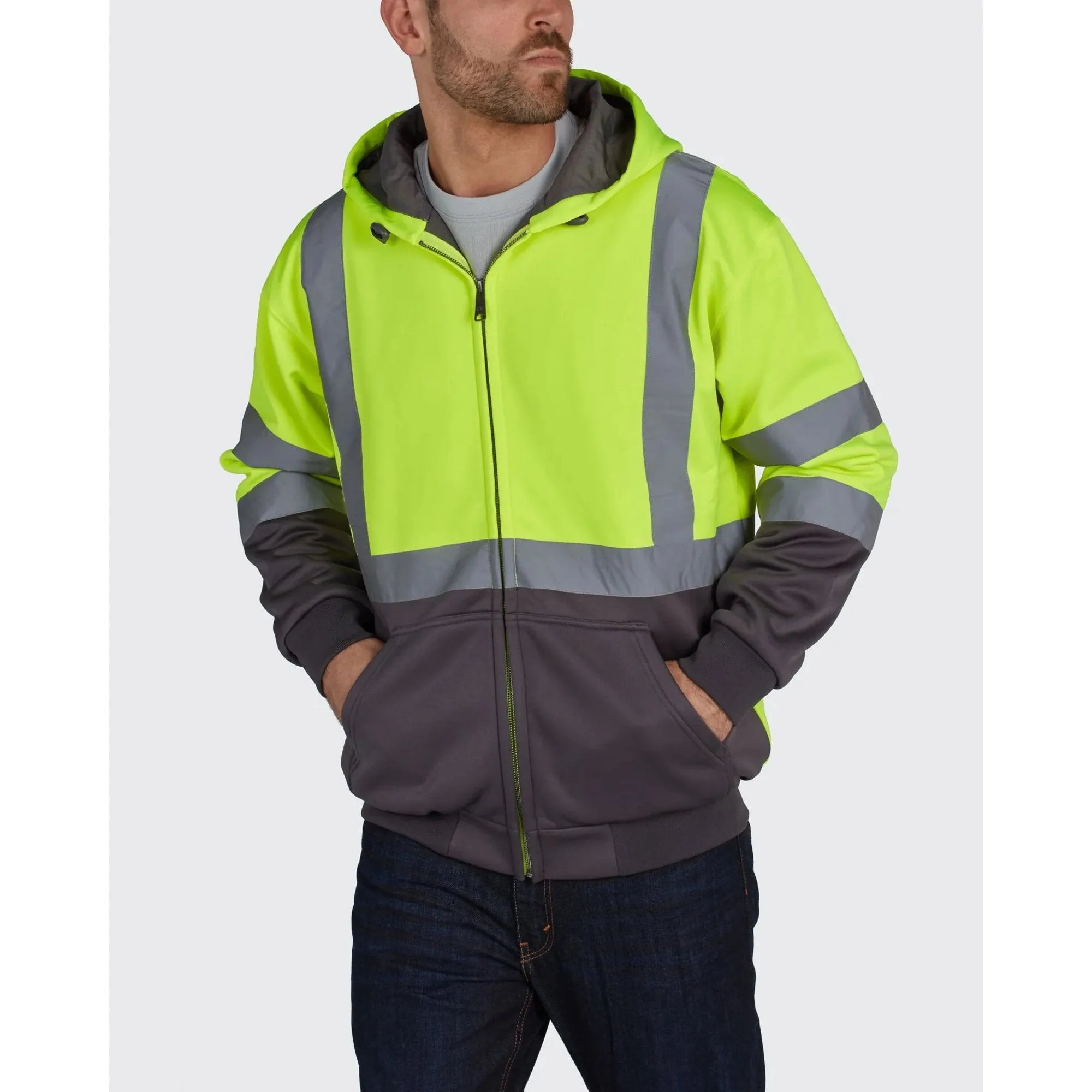 High-Vis Polyamide Hi-Vis Hooded Soft Shell Jacket - UHV425