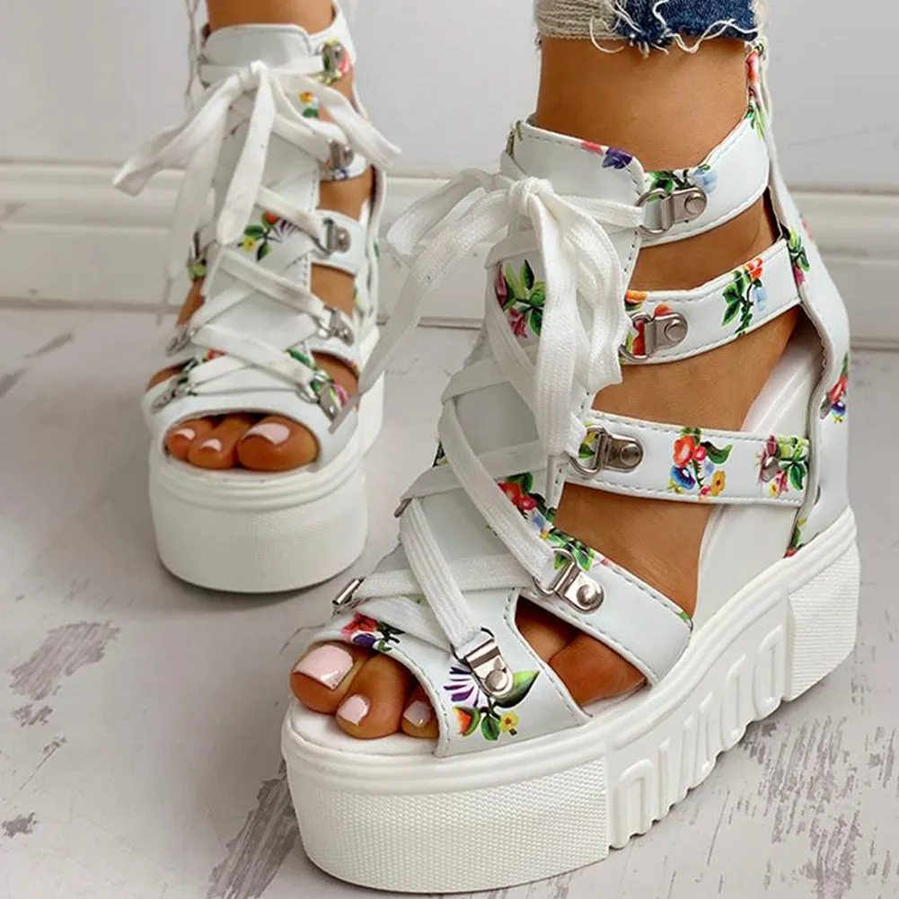 Hot Print Leisure Wedges Summer Shoes
