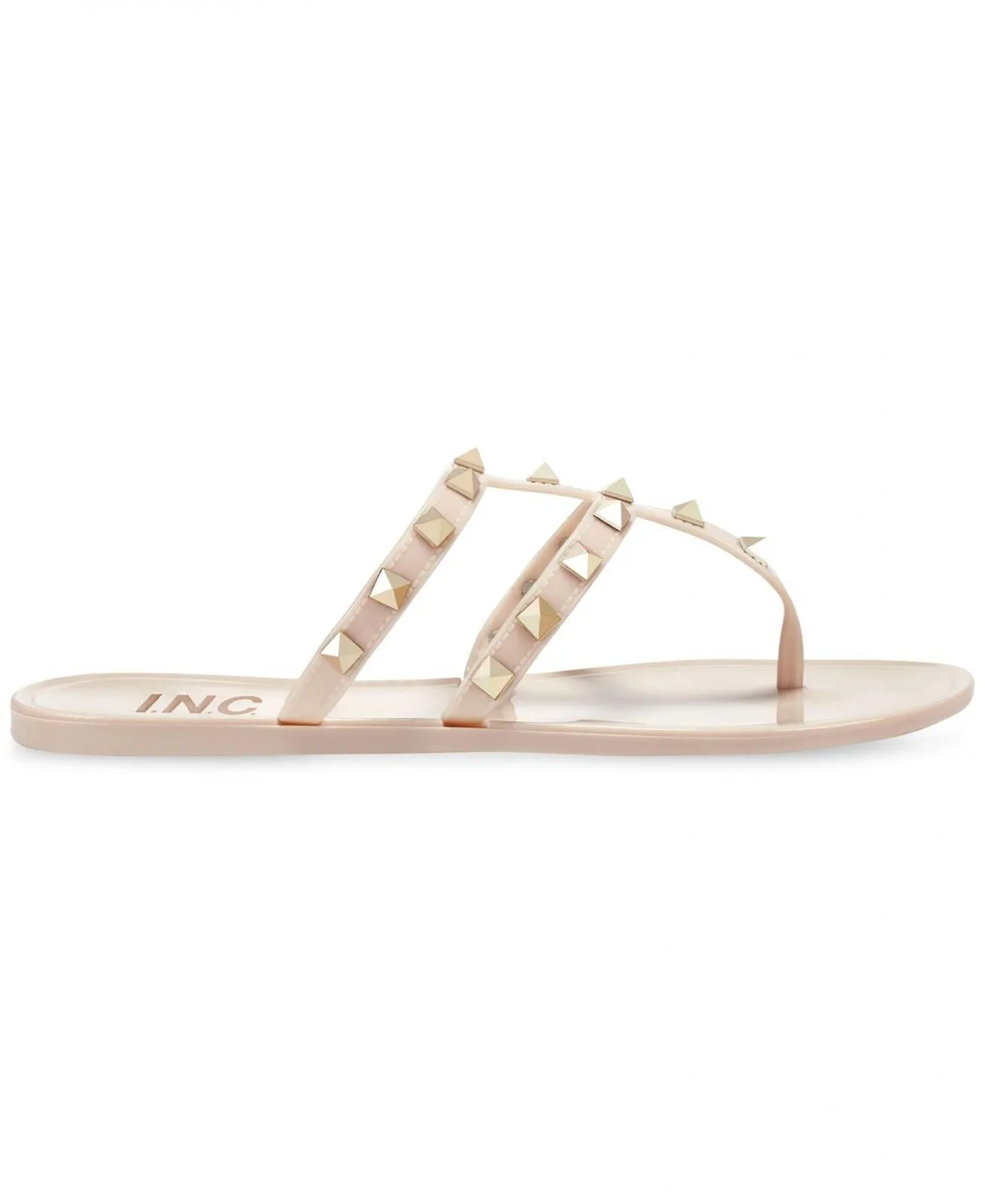 Inc International Concepts Womens Ellie Jelly Flat Sandals Nude Stud Brown 10M