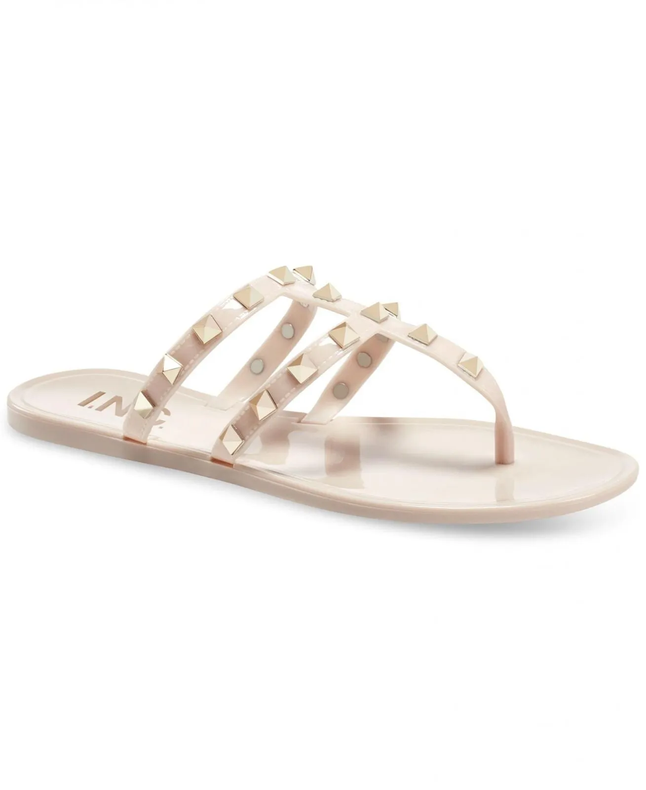 Inc International Concepts Womens Ellie Jelly Flat Sandals Nude Stud Brown 10M
