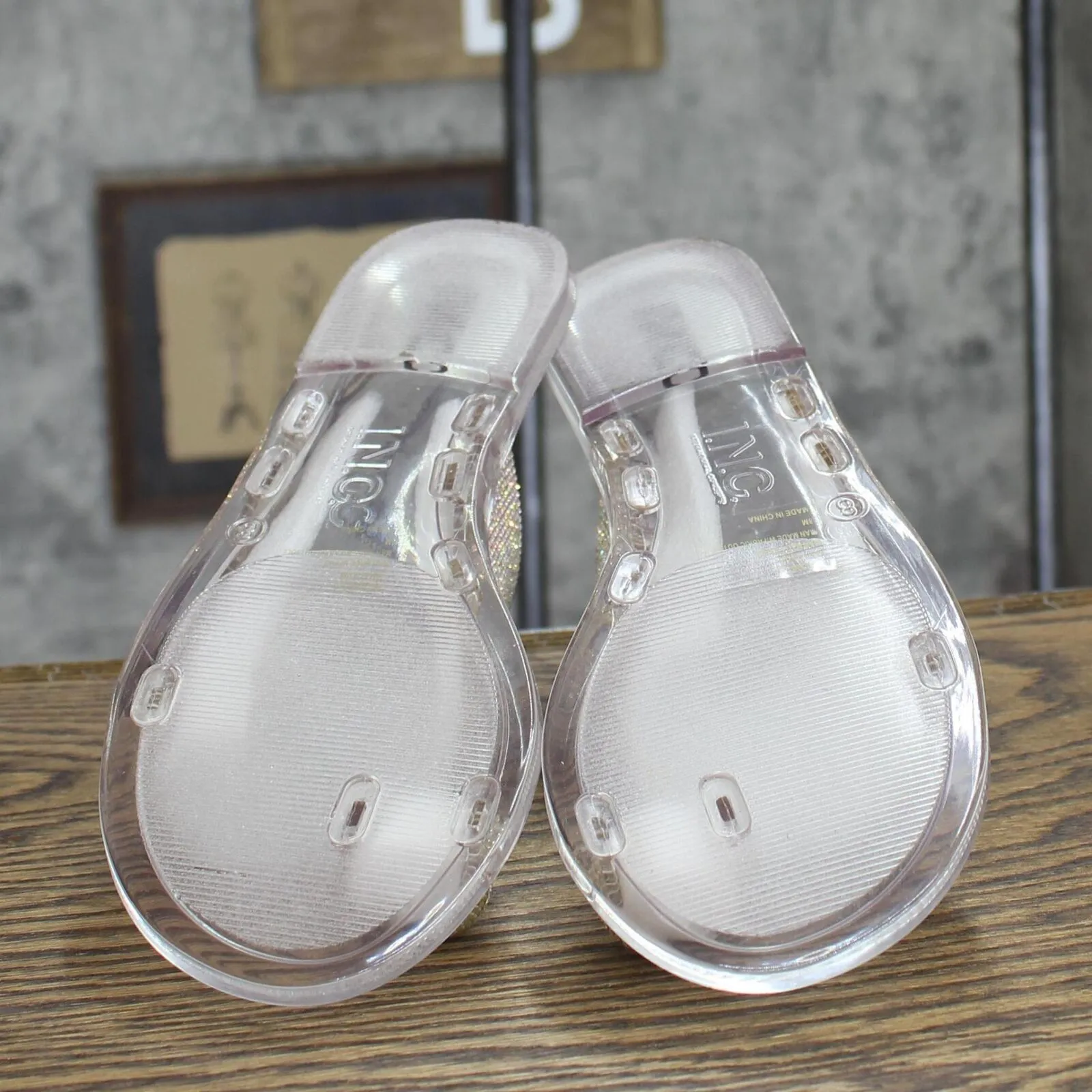 Inc International Concepts Women's Gianolo Jelly Sandals Crystal White 8M