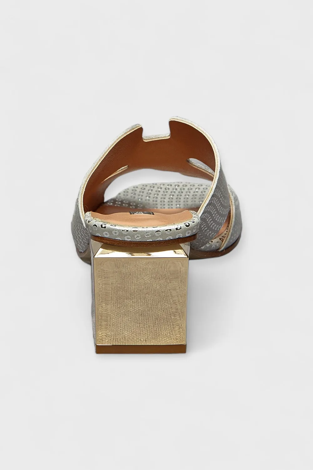 Janice Silver Leather Mule Sandals