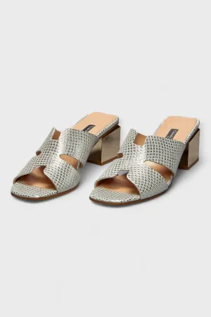 Janice Silver Leather Mule Sandals