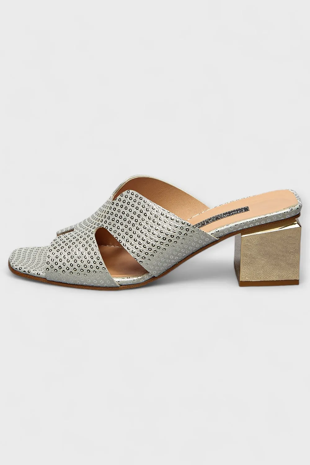 Janice Silver Leather Mule Sandals