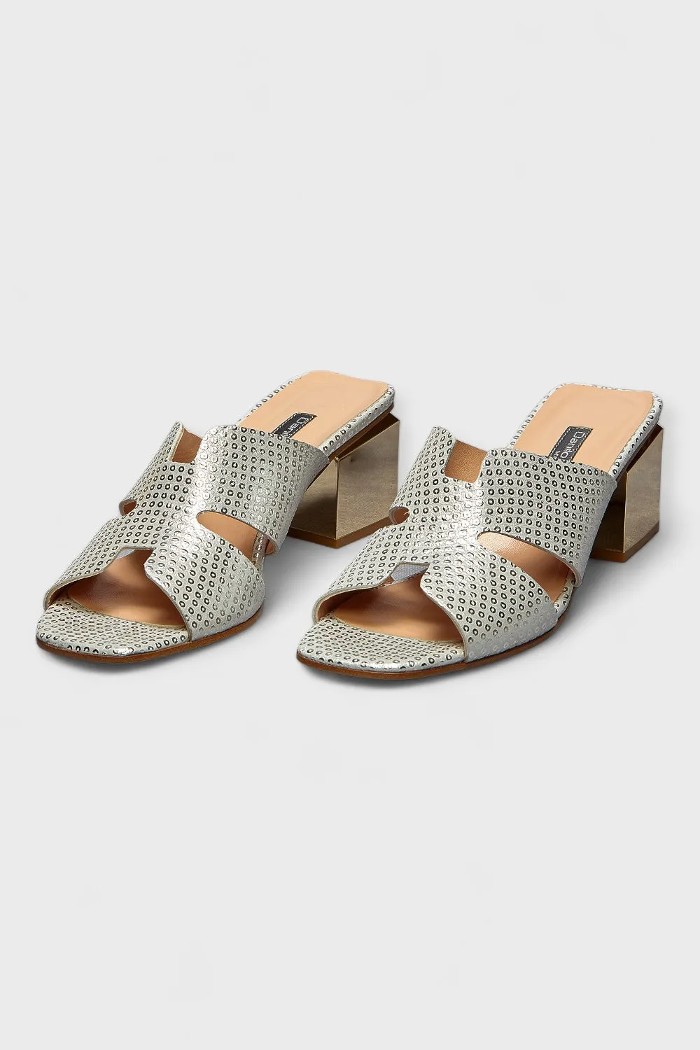Janice Silver Leather Mule Sandals