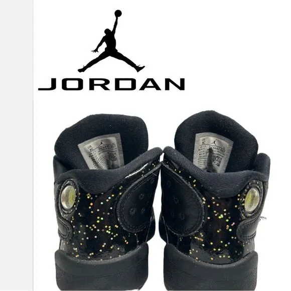 Jordan Retro‎ 13 Gold Glitter and Black Sneakers - Size 8C