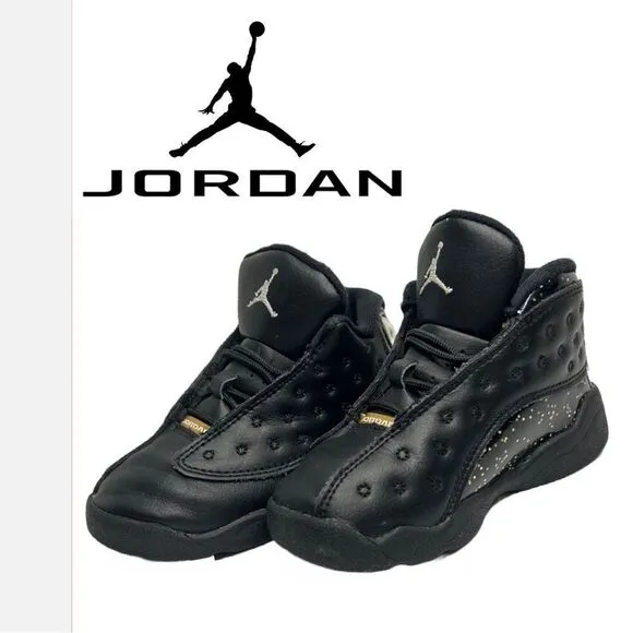 Jordan Retro‎ 13 Gold Glitter and Black Sneakers - Size 8C