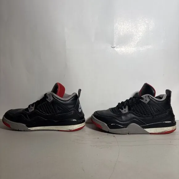 Kids Nike Air Jordan 4 Retro PS Bred Reimagined Sneakers 11.5C - BQ7669 006