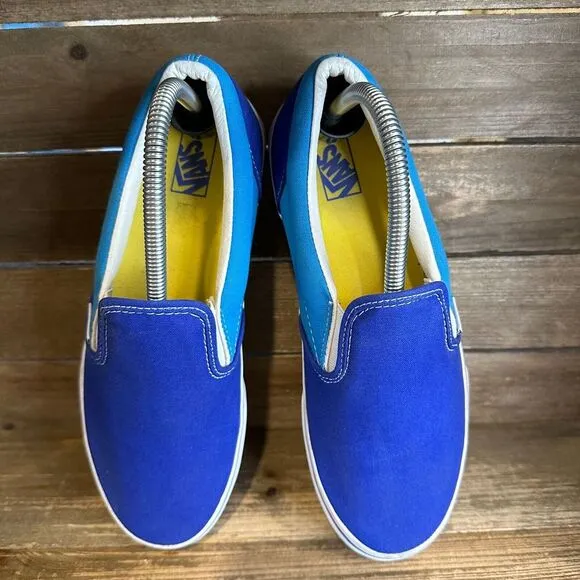 Kids Vans Classic Slip On Arcade Lo Gamer Blue Skate Sneakers Shoes Size 7 Y GUC
