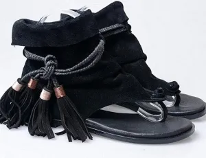 Lady Ankle Boots Sandal Shoe Thong Tassel Fringe Bohemia Flat Sandal