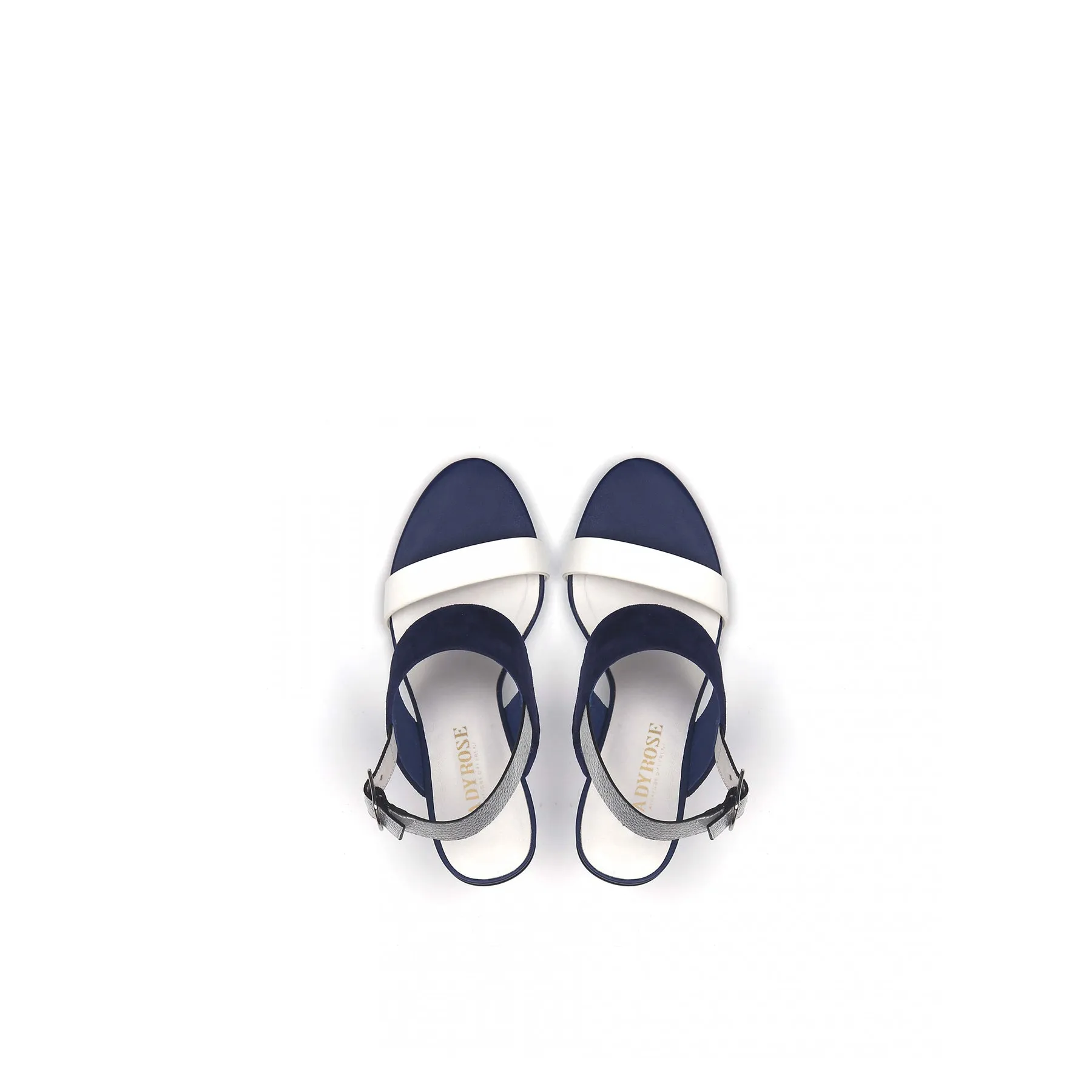 Leather Slingback Wedge Sandal - Navy