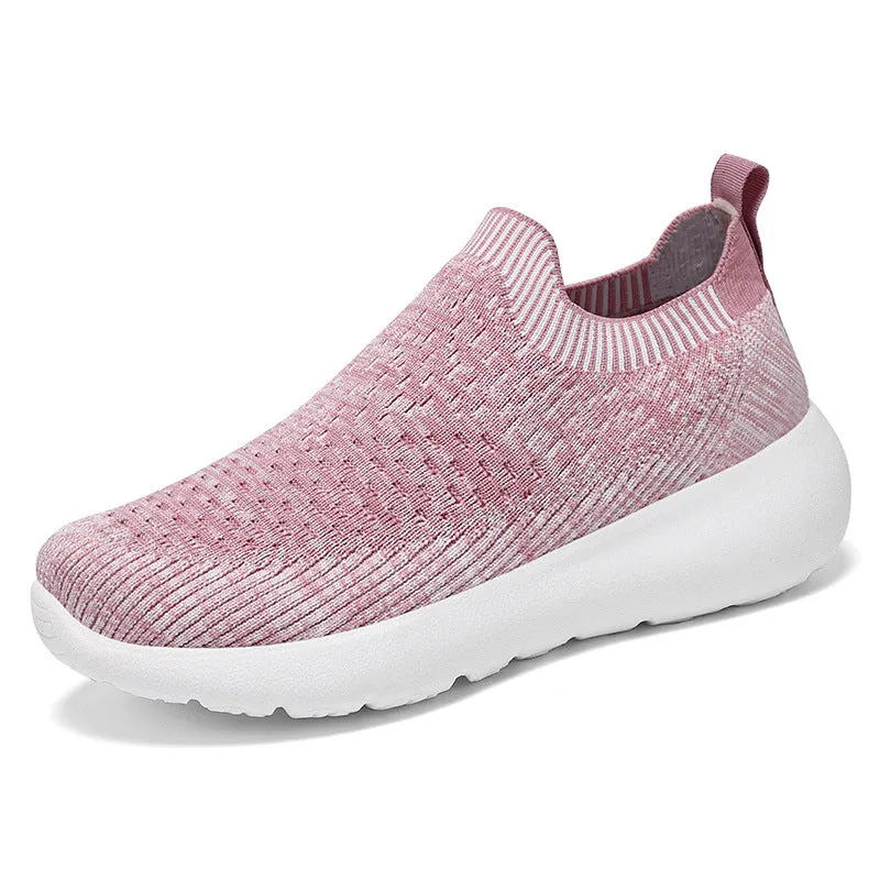 Lightweight Two-Tone Slip-On Sneakers with Breathable Knitted Design