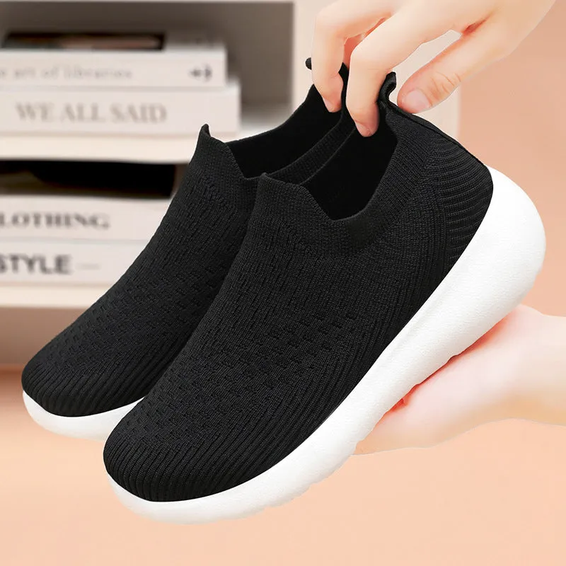 Lightweight Two-Tone Slip-On Sneakers with Breathable Knitted Design