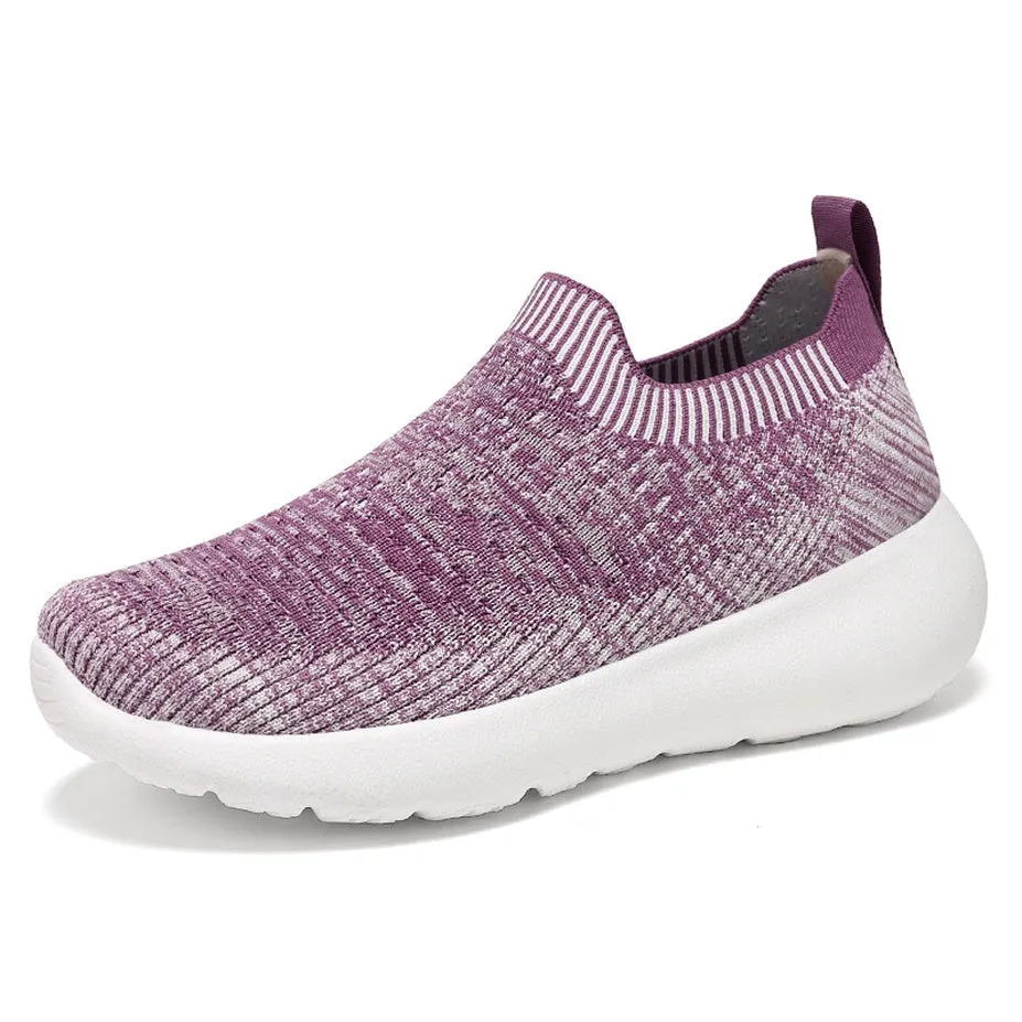 Lightweight Two-Tone Slip-On Sneakers with Breathable Knitted Design