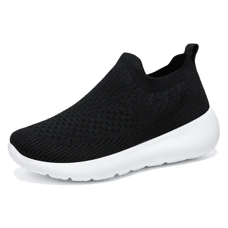 Lightweight Two-Tone Slip-On Sneakers with Breathable Knitted Design