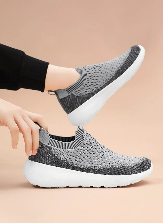 Lightweight Two-Tone Slip-On Sneakers with Breathable Knitted Design