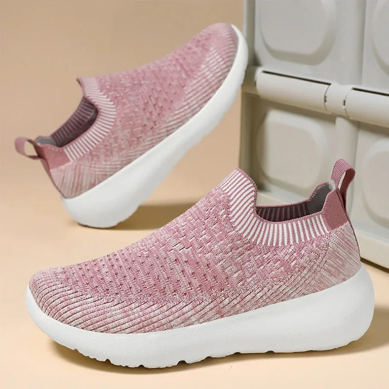 Lightweight Two-Tone Slip-On Sneakers with Breathable Knitted Design