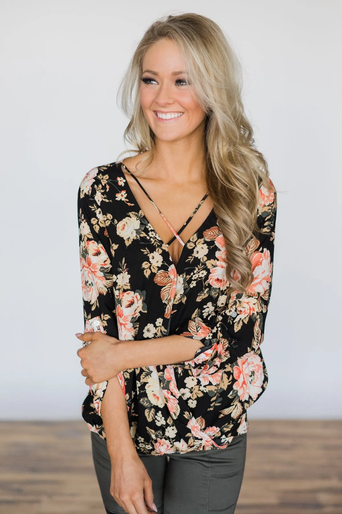 Lost in the Moment Black Floral Top