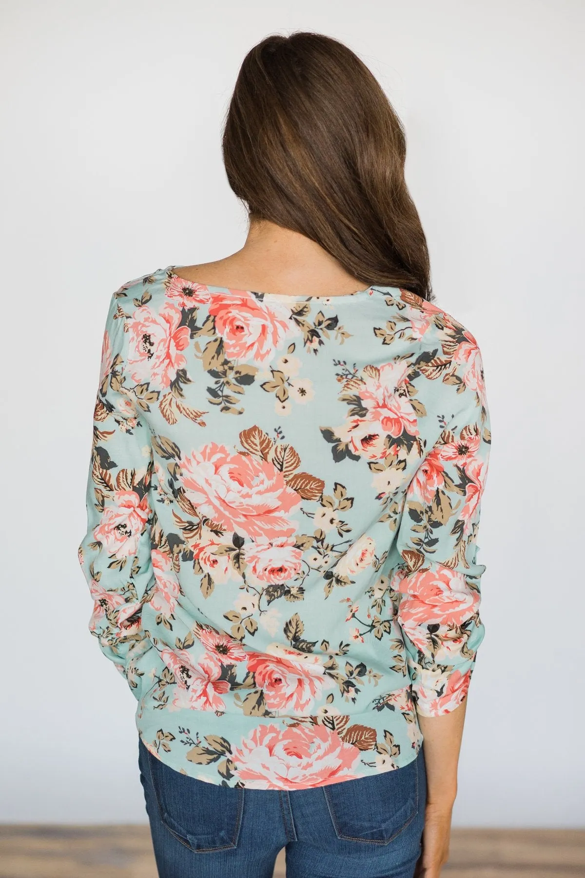 Lost in the Moment Mint Floral Top