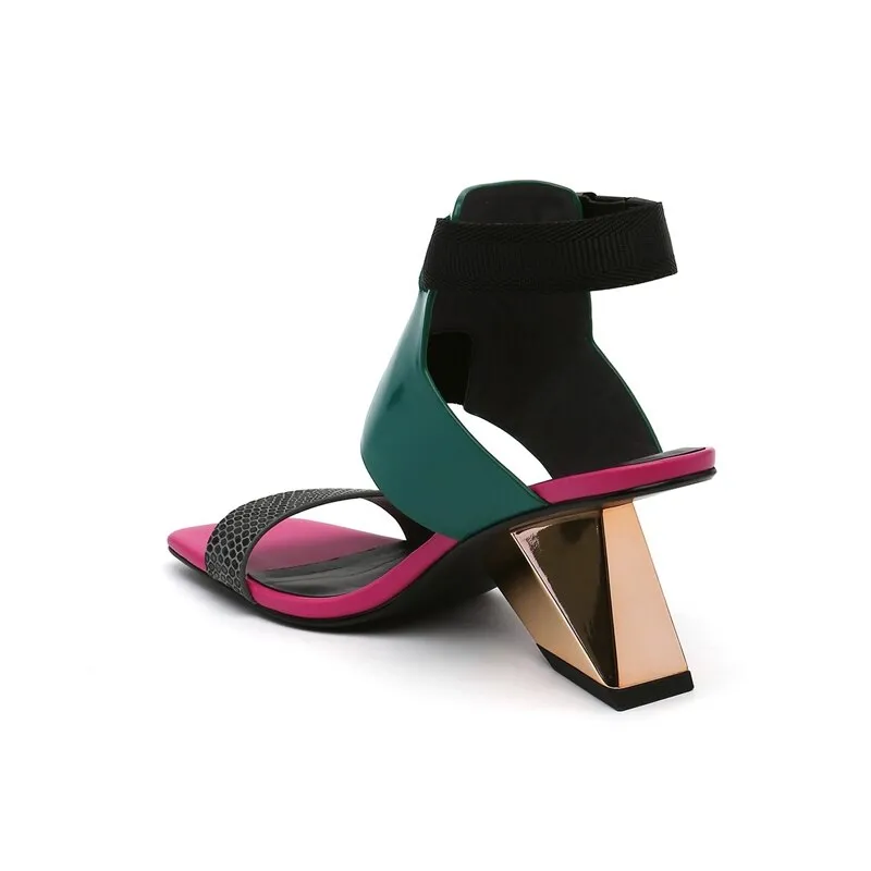 Louisa Color Patchwork Gladiator Sandals - 4 Colors
