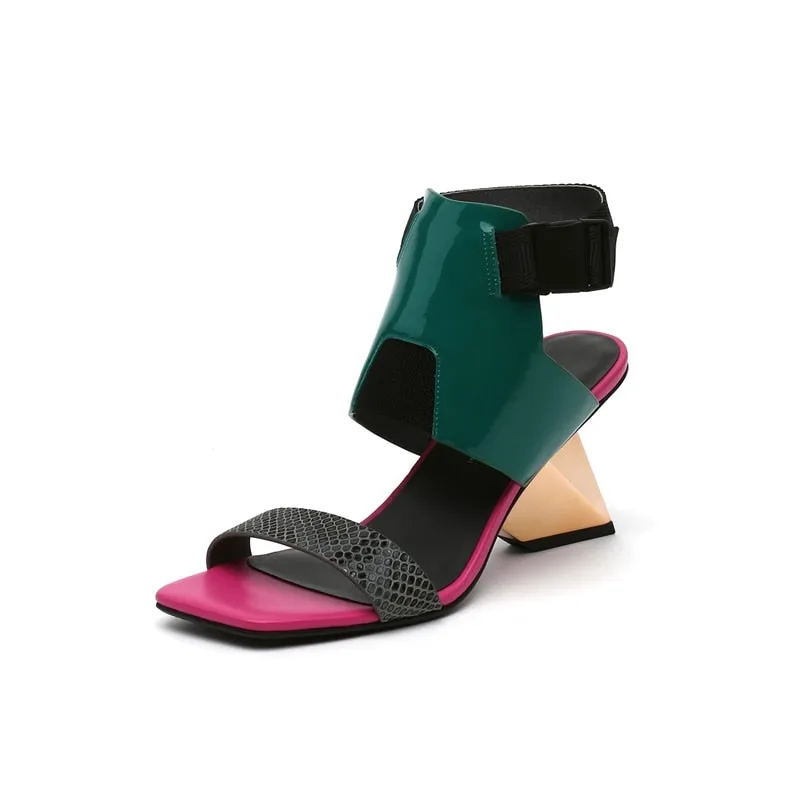 Louisa Color Patchwork Gladiator Sandals - 4 Colors