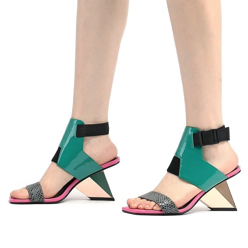 Louisa Color Patchwork Gladiator Sandals - 4 Colors