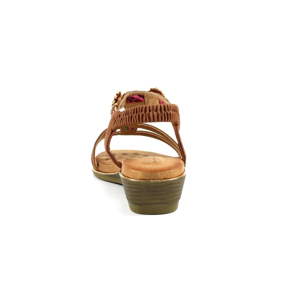 Lunar Frankie Tan Wedge Sandal