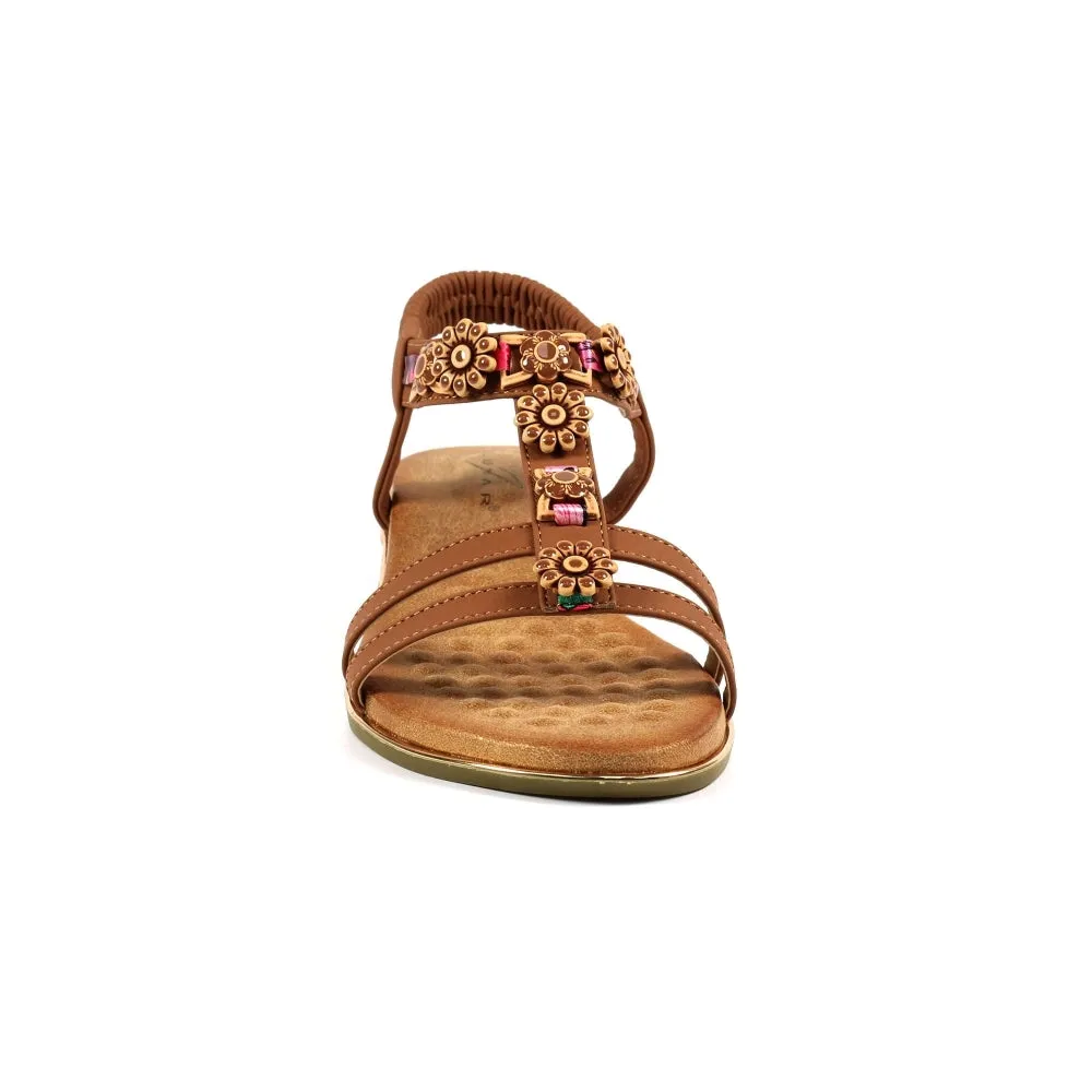 Lunar Frankie Tan Wedge Sandal
