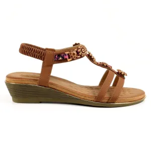 Lunar Frankie Tan Wedge Sandal