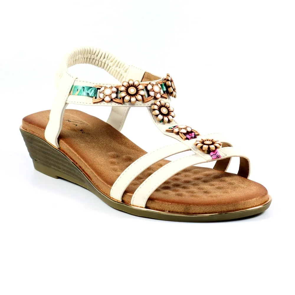Lunar Frankie White Wedge Sandal