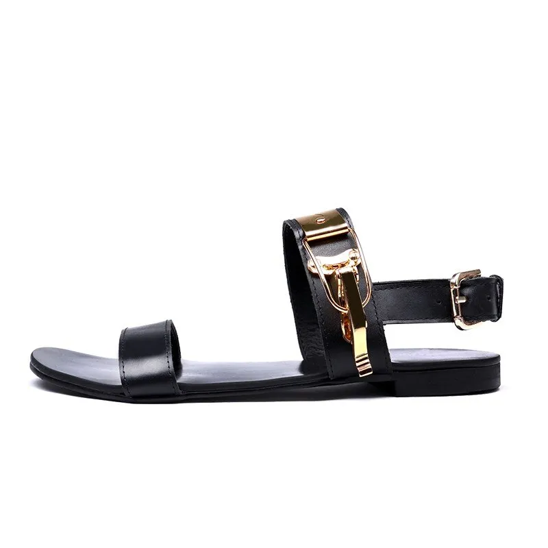 Man Vintage Rome Casual Genuine Leather Sandals Plus Size