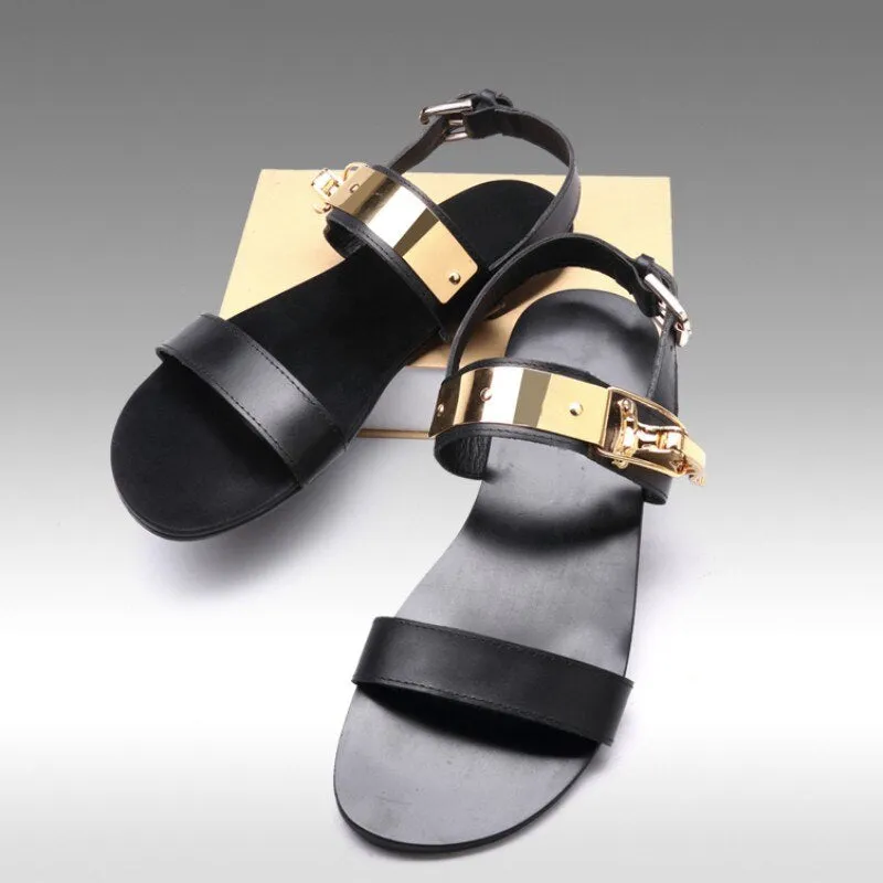 Man Vintage Rome Casual Genuine Leather Sandals Plus Size