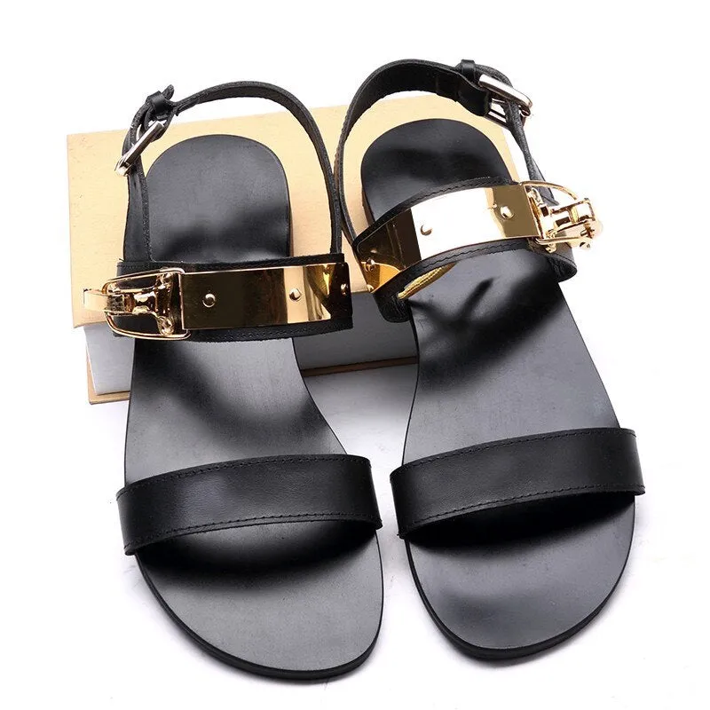 Man Vintage Rome Casual Genuine Leather Sandals Plus Size