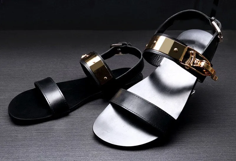 Man Vintage Rome Casual Genuine Leather Sandals Plus Size