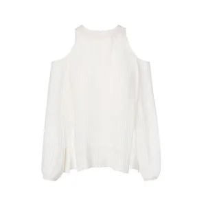 Maryam Pleated Long Sleeve Top - Egret