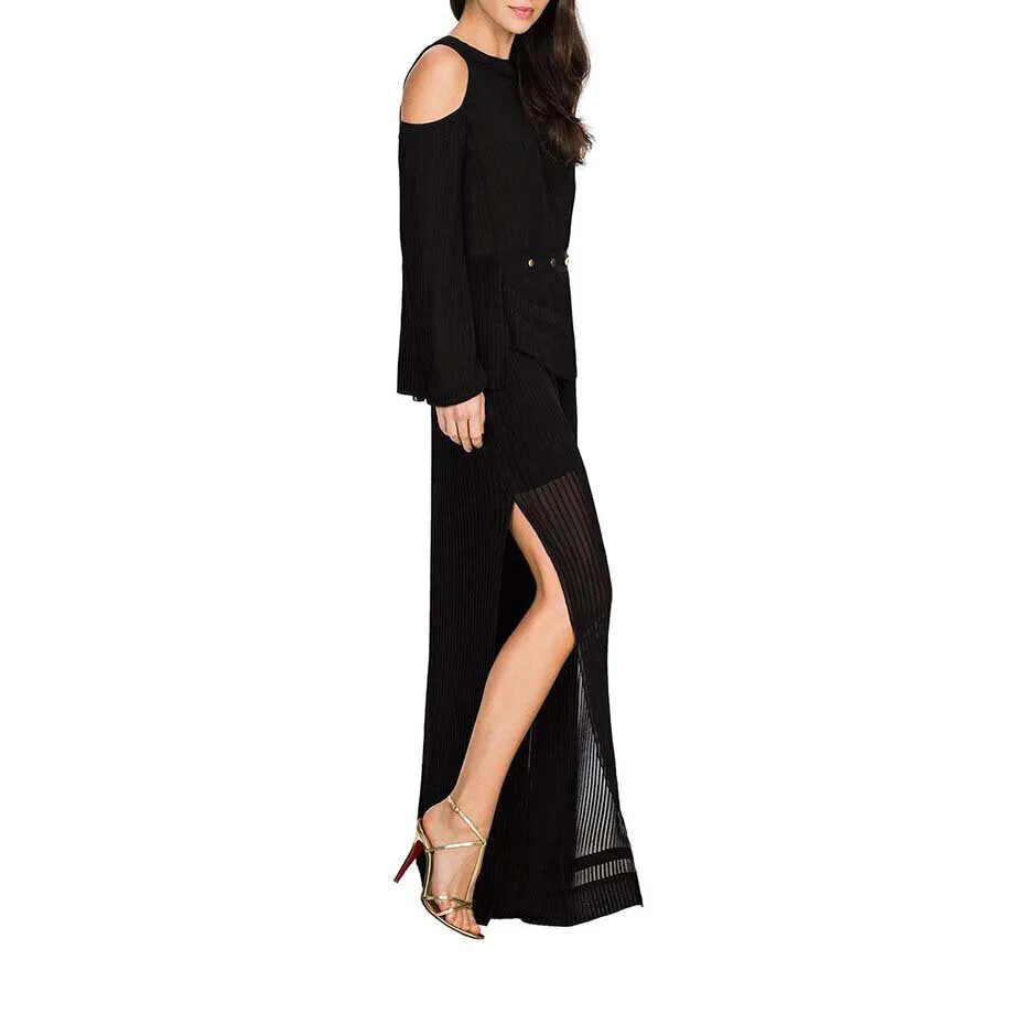 Maryam Pleated Long Sleeve Top - Meteorite
